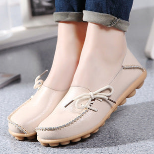 Large Size Hole Shoes Low Top Flat Mom Shoes Comfortable Nurse Shoes Large Size Mom Shoes Cowhide Women