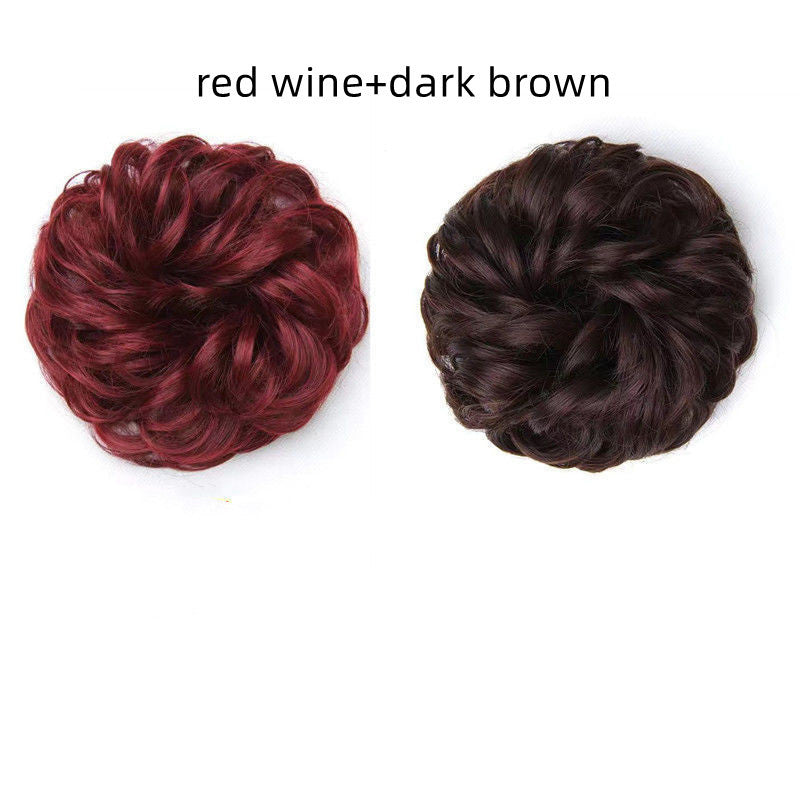 Head Flower Hair Bag Wig Hair Ring Female Curly Hair Natural Flower Bud Head Hair Style Rubber Band Hair Fluffy Imitation