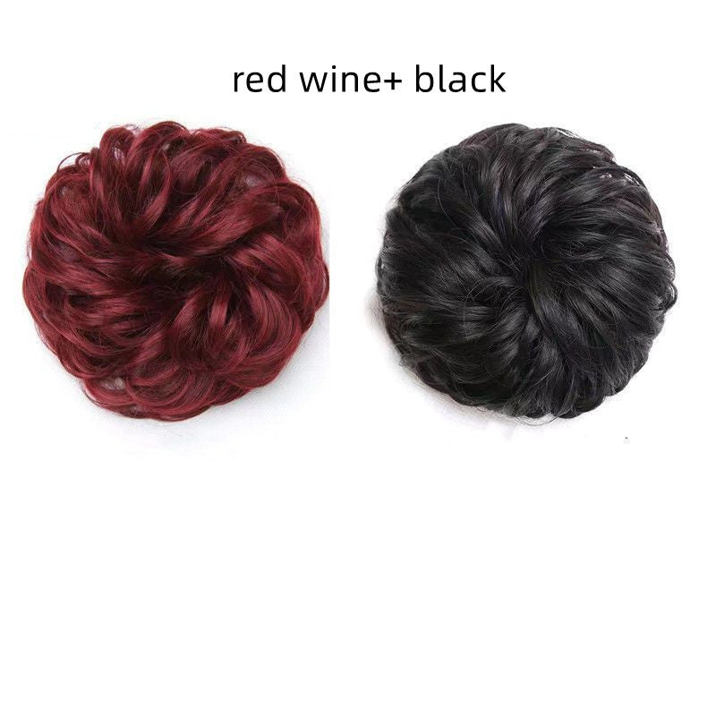 Head Flower Hair Bag Wig Hair Ring Female Curly Hair Natural Flower Bud Head Hair Style Rubber Band Hair Fluffy Imitation