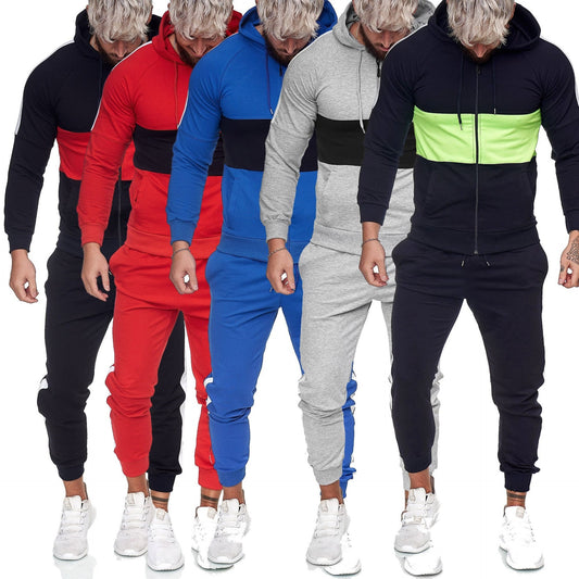 New Men's Sports Suit Color Matching Men's Casual Suit