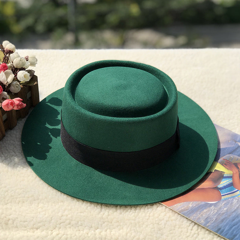 Women's Autumn And Winter Ring Wool Felt Top Hat