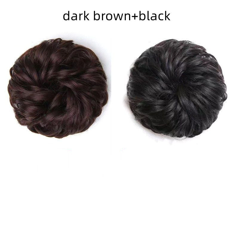 Head Flower Hair Bag Wig Hair Ring Female Curly Hair Natural Flower Bud Head Hair Style Rubber Band Hair Fluffy Imitation