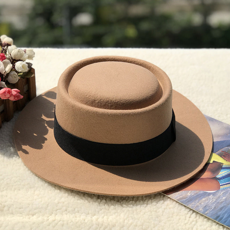 Women's Autumn And Winter Ring Wool Felt Top Hat