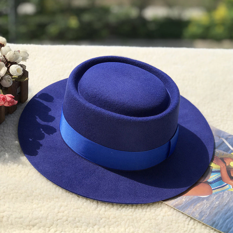 Women's Autumn And Winter Ring Wool Felt Top Hat