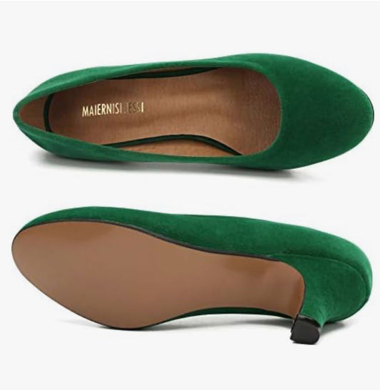 Women's Classic Round Toe Pump Kitten Low Heel Shoes