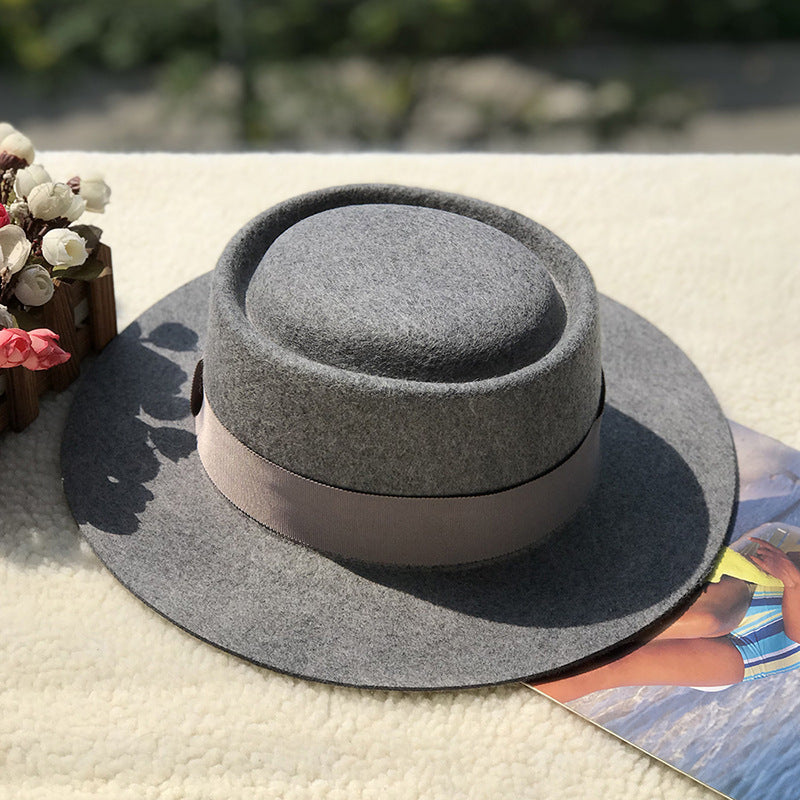 Women's Autumn And Winter Ring Wool Felt Top Hat