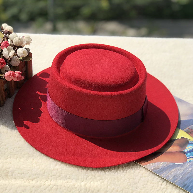 Women's Autumn And Winter Ring Wool Felt Top Hat