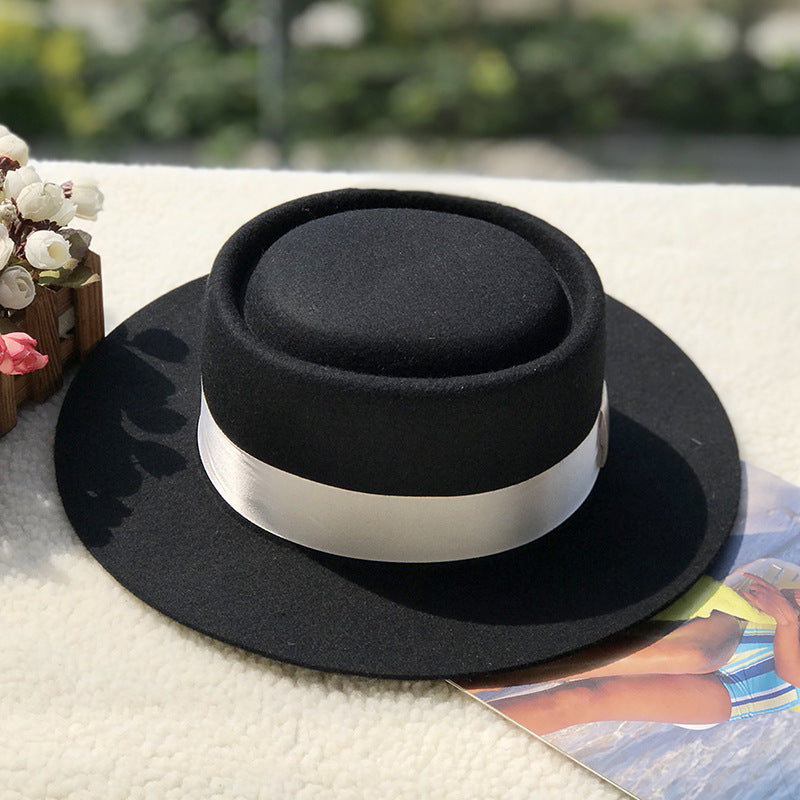 Women's Autumn And Winter Ring Wool Felt Top Hat