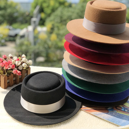 Women's Autumn And Winter Ring Wool Felt Top Hat