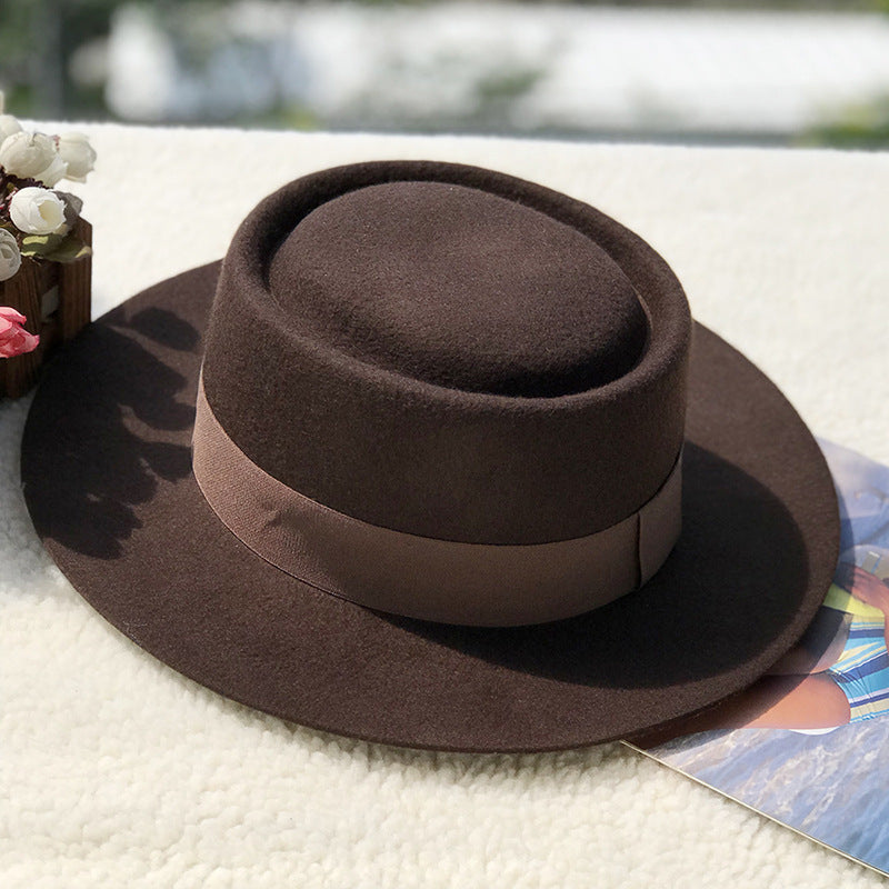 Women's Autumn And Winter Ring Wool Felt Top Hat